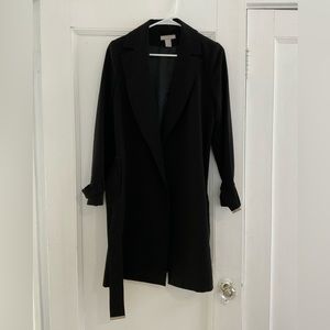 H&M Black Winter Formal Coat with pockets and belt